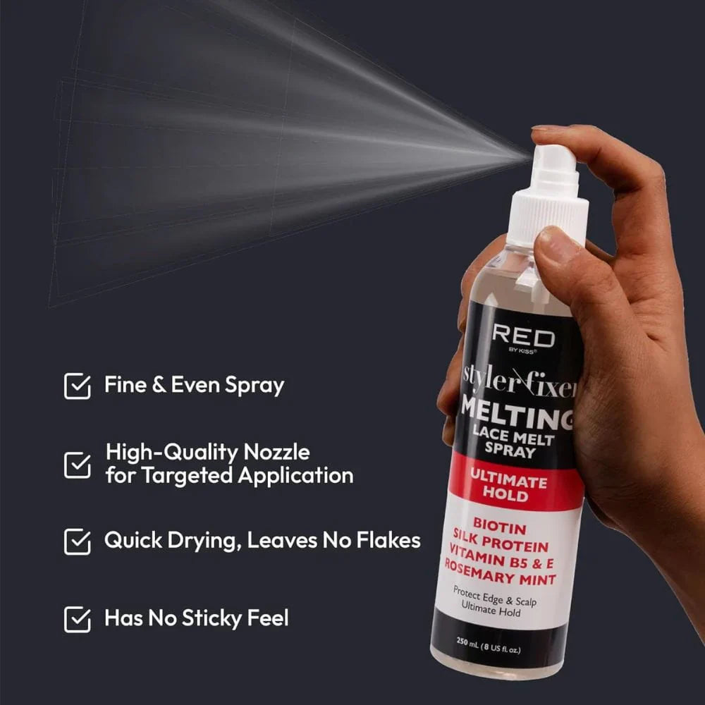 RED by KISS Styler Fixer Melting Lace Melt Spray Ultimate Hold 8 fl. oz. - Elevate Styles