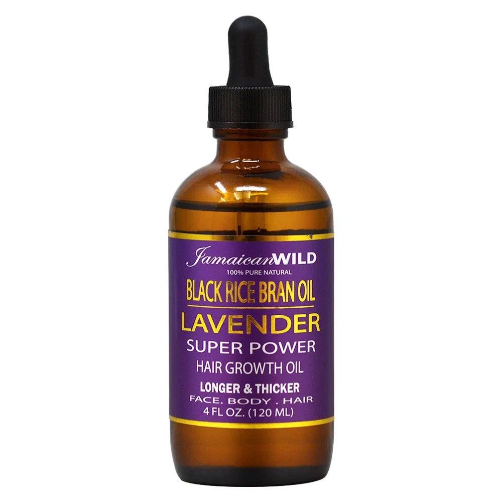 Jamaican Wild Black Rice Bran Oil Lavender Super Power Hair Growth Oil 4oz