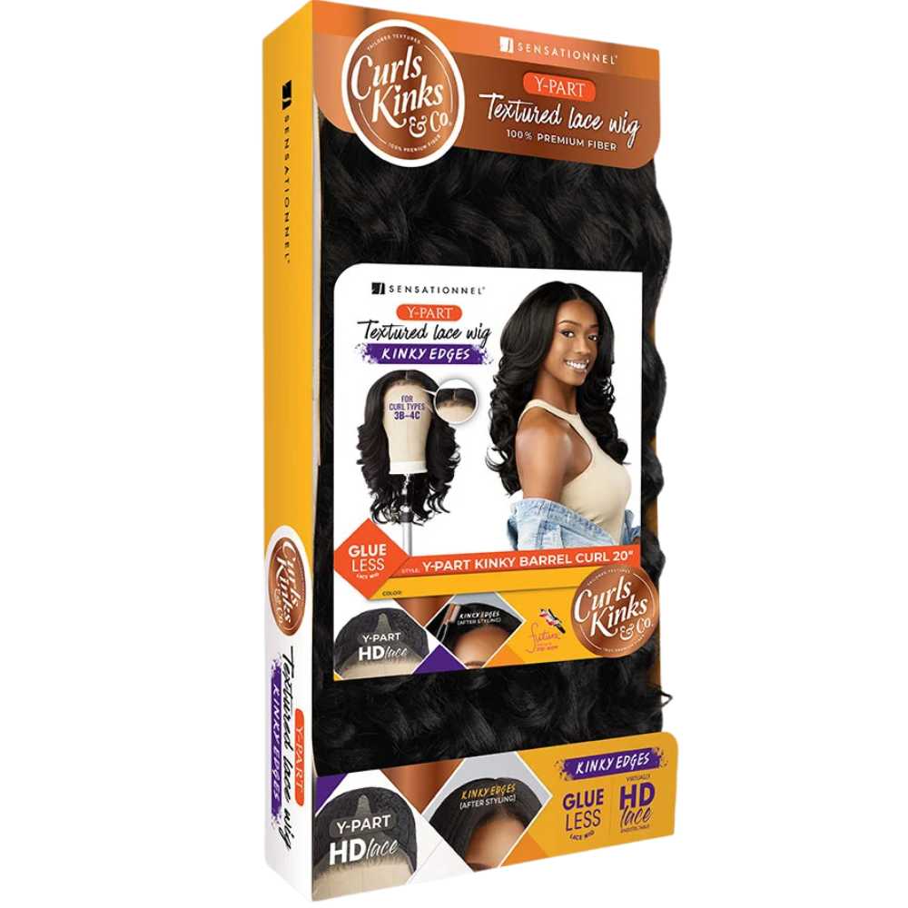 Sensationnel Curls Kinks & Co. Glueless Y-Part Textured Lace Wig – Y-Part Kinky Barrel Curl 20"