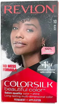 Thumbnail for Revlon ColorSilk Beautiful Color Black #10 - Ammonia-Free Permanent Hair Dye - Elevate Styles