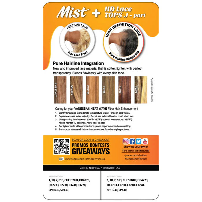 Vanessa Mist Deep J-Part HD Lace Wig Eloran