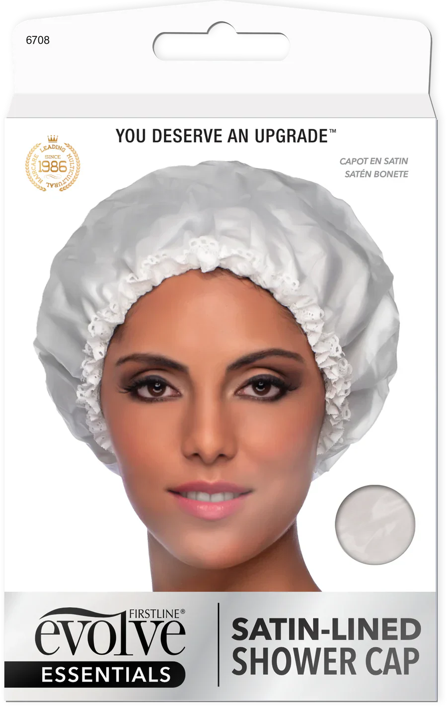 Evolve Essentials Satin Lined Shower Cap White 6708