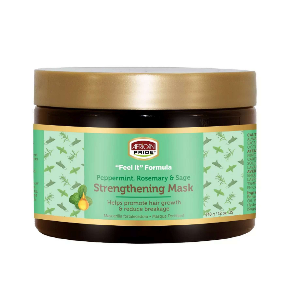 African Pride "Feel It" Formula Peppermint, Rosemary & Sage Strengthening Mask – 12 oz - Elevate Styles