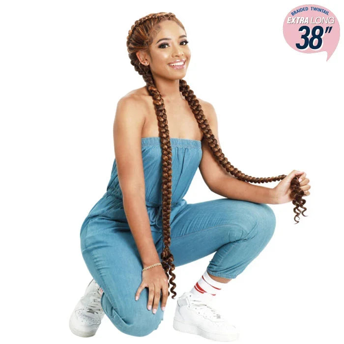 Zury Sis 38" Braided Twintail Swiss Lace Front Wig Lemona