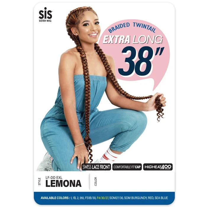 Zury Sis 38" Braided Twintail Swiss Lace Front Wig Lemona