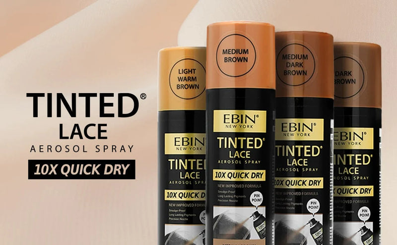  EBIN NEW YORK Tinted Lace Spray 10X Quick Dry 3.38oz/ 100ml -  Light Warm Brown