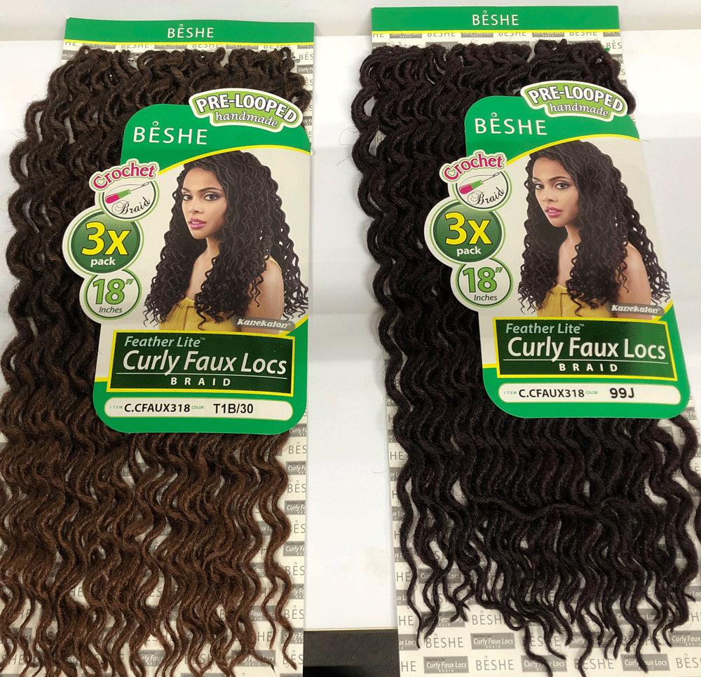 Beshe Crochet Braid Feather Lite Curly Faux Loc 3x Pack 18" C.CFAUX318 - Elevate Styles