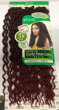 Thumbnail for Beshe Crochet Braid Feather Lite Curly Faux Loc 3x Pack 18