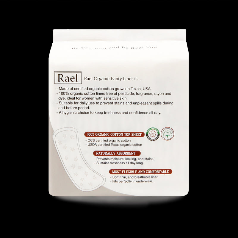 Rael Certified Organic Cotton Panty Liners Regular - 2Pack-40 total - Unscented - Elevate Styles