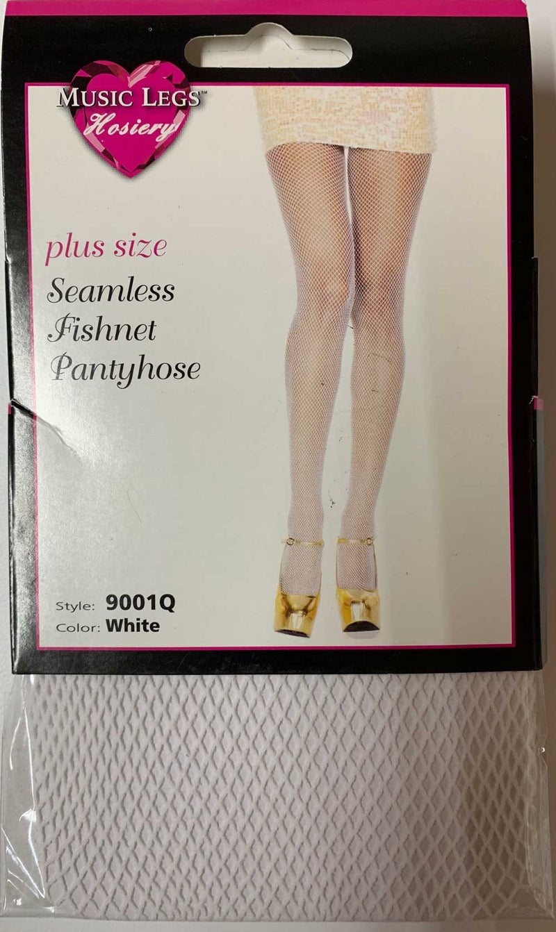 Music Legs™ Plus Size Seamless Fishnet Pantyhose 9001Q White - Elevate Styles