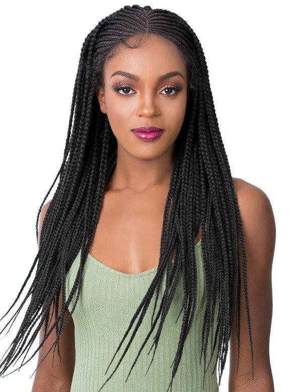 Its A Wig Swiss Lace Front Wig Micro Cornrow Box Braid - Elevate Styles