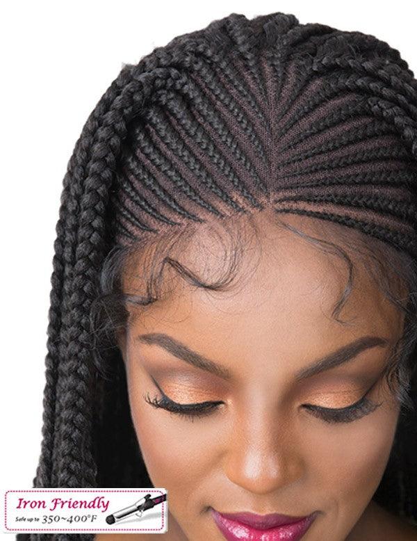 Its A Wig Swiss Lace Front Wig Micro Cornrow Box Braid - Elevate Styles