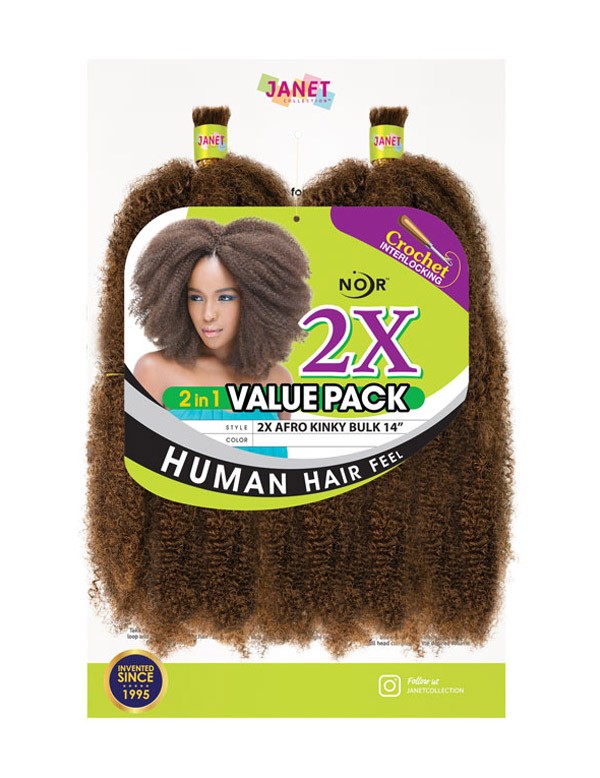 Janet Collection Hair Braids 2X AFRO Kinky Bulk 14" COLOR 4 ONLY - Elevate Styles