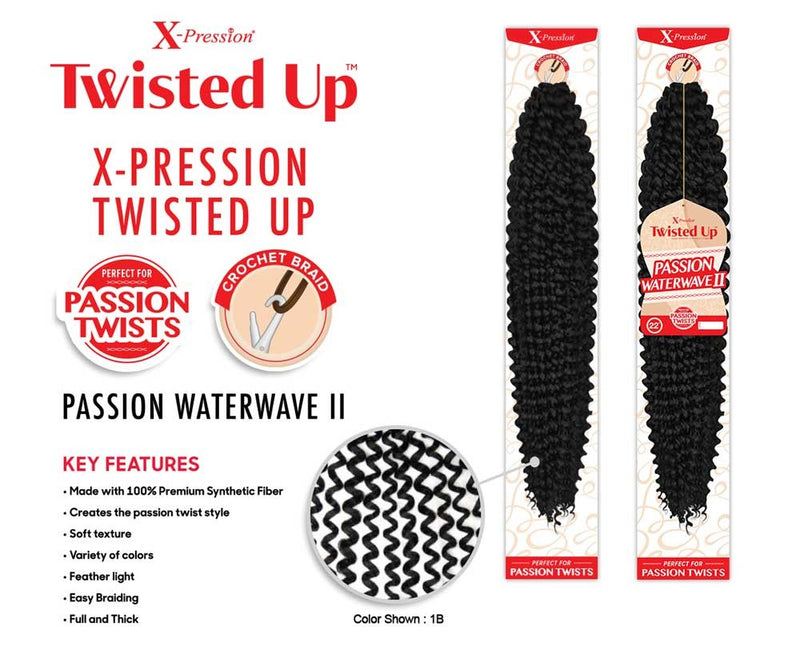 Outre X-Pression Twisted-Up Crochet Braid - Passion Water Wave II 22" - Elevate Styles