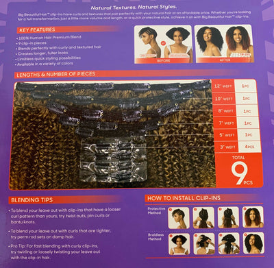 Outre Big Beautiful Hair Clip-In 9 Pcs 4C Coily Fro 10" - Elevate Styles
