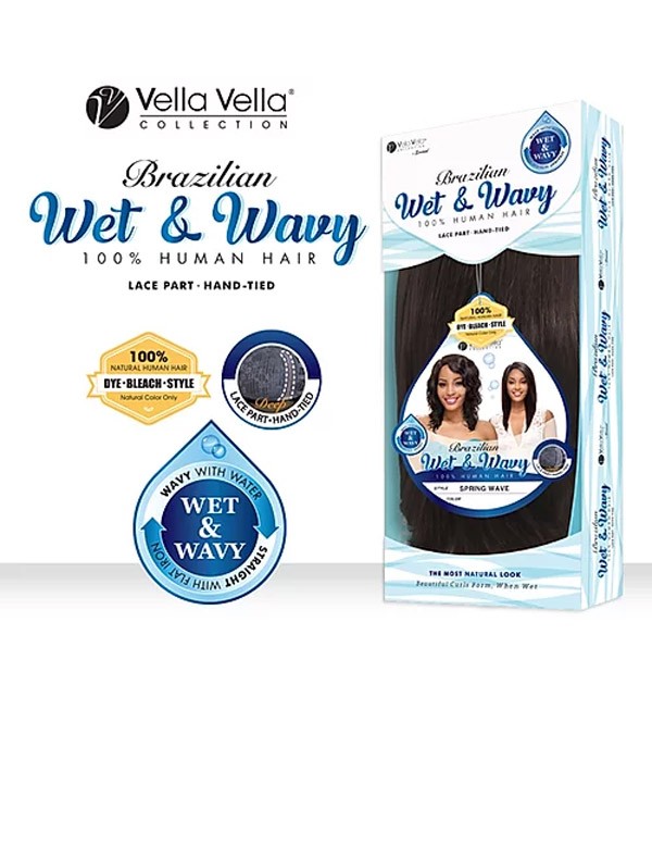 Sensual Vella Vella Brazilian 100% HH Wet & Wavy Lace Part Wig Spring Wave - Elevate Styles