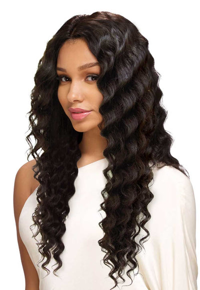 Sensual Frontal Lace Wig 180% Density, Pre plucked hair line baby hair Natural Deep Wave 24" - Elevate Styles
