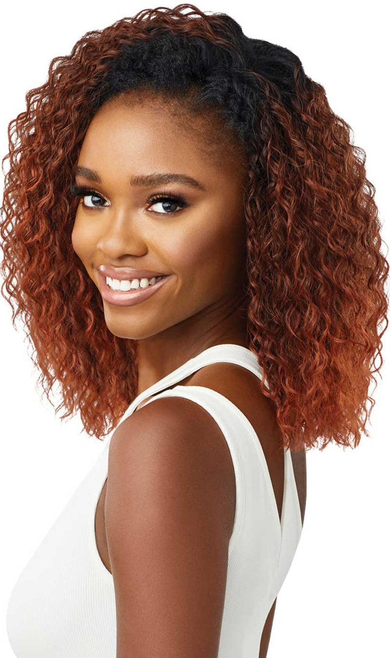 Outre Quick Weave Lays Flat Wet N Wavy Half Wig Deep Curl 14" - Elevate Styles