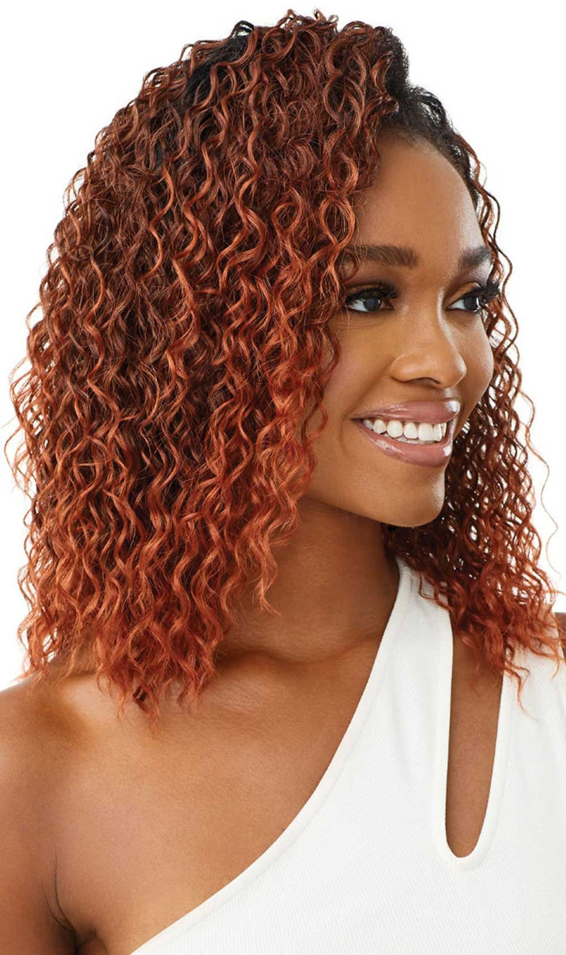 Outre Quick Weave Lays Flat Wet N Wavy Half Wig Deep Curl 14" - Elevate Styles