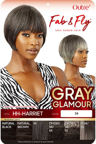 Outre Fab&Fly™ Gray Glamour 100% Unprocessed Human Hair Wig HH-HARRIET - Elevate Styles
