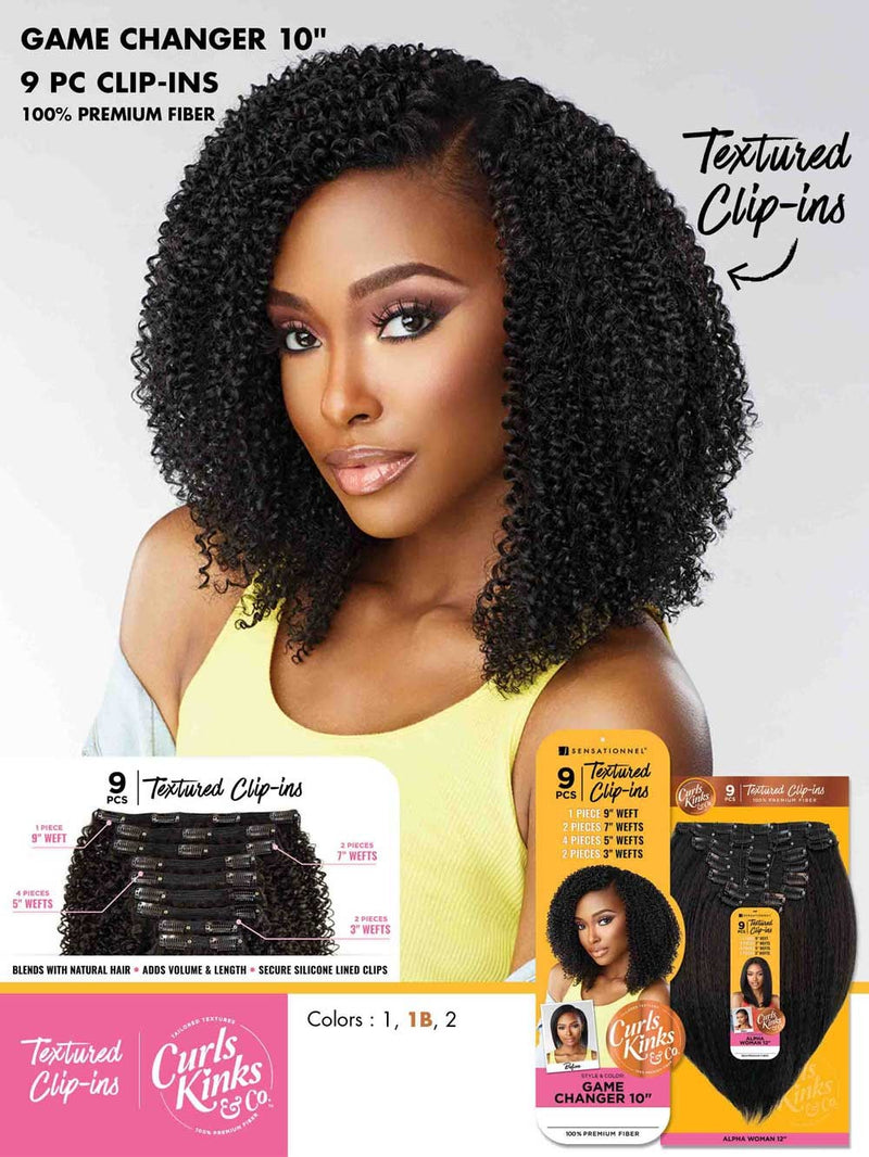 Sensationnel Curls Kinks & Co Hair Textured Clip-In 9 Pcs Game Changer 10" - Elevate Styles