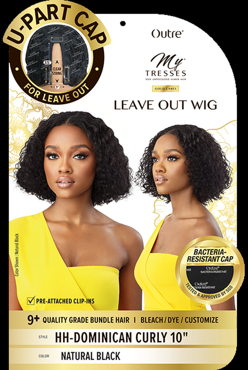 My Tresses Gold Label 9A Unprocessed Human Hair U-Part Leave Out Wig Dominican Curly 10" - Elevate Styles