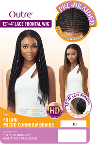 Thumbnail for Outre Synthetic 13x4 HD Pre-Braided Lace Front Fulani Micro Cornrow Braid Lace  Wig - Elevate Styles