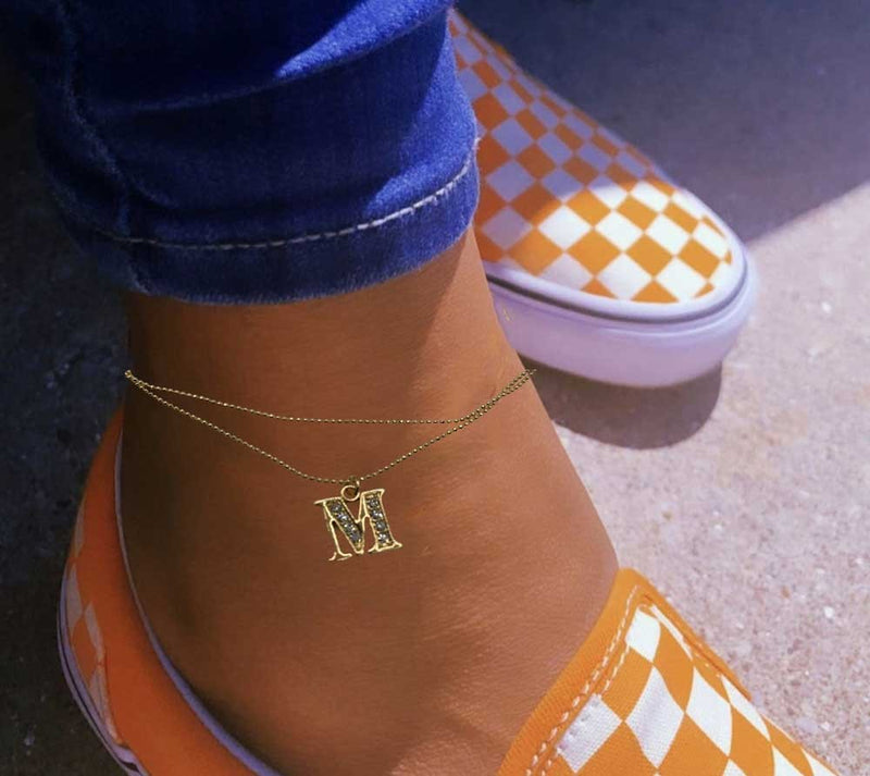 Lima Limon Double Gold Chain Initial Anklet - Elevate Styles