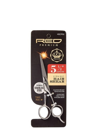 Red Premium 5 1-2" Straight Hair Shear Scissors - Elevate Styles

