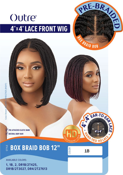 Outre 4x4 Pre-Braided Lace Front Wig - Box Braid Bob 12" - Elevate Styles
