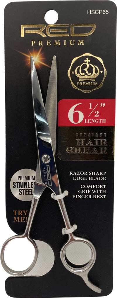 Red Premium 6 1-2" Straight Hair Shear Scissors HSCP65 - Elevate Styles
