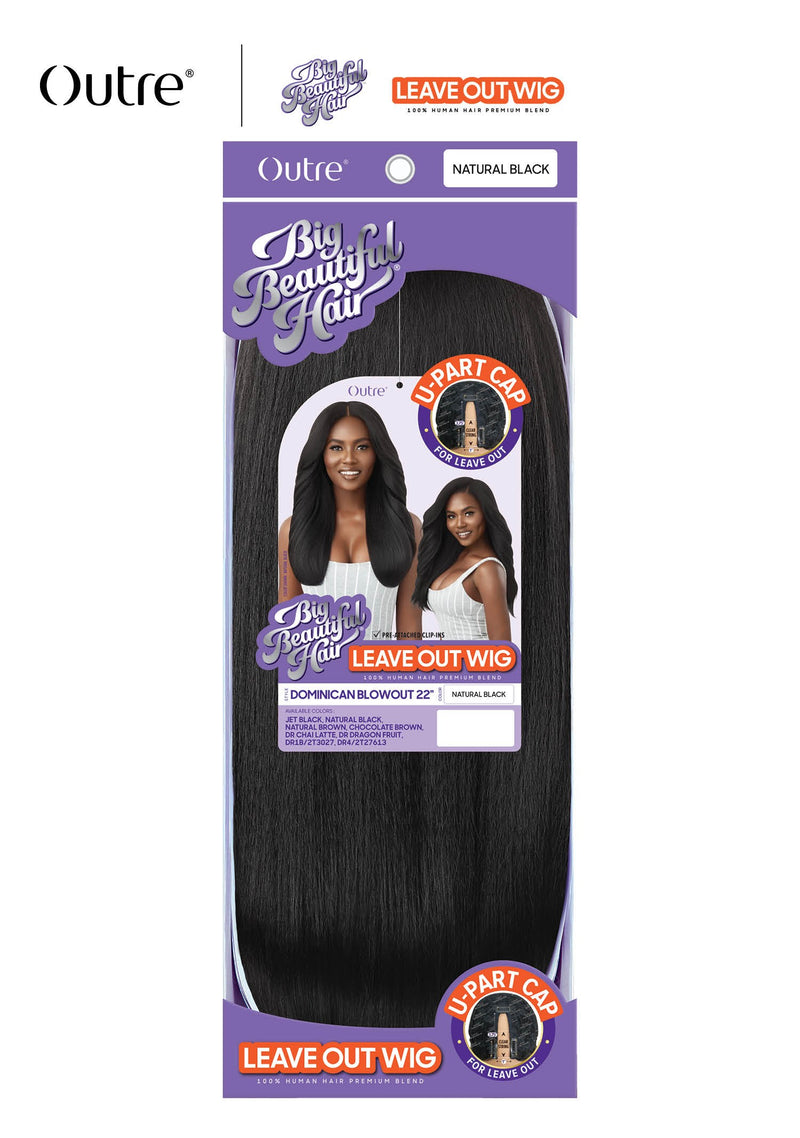 Outre Big Beautiful Hair Human Blend Leave Out U Part Wig Dominican Blowout 22" - Elevate Styles