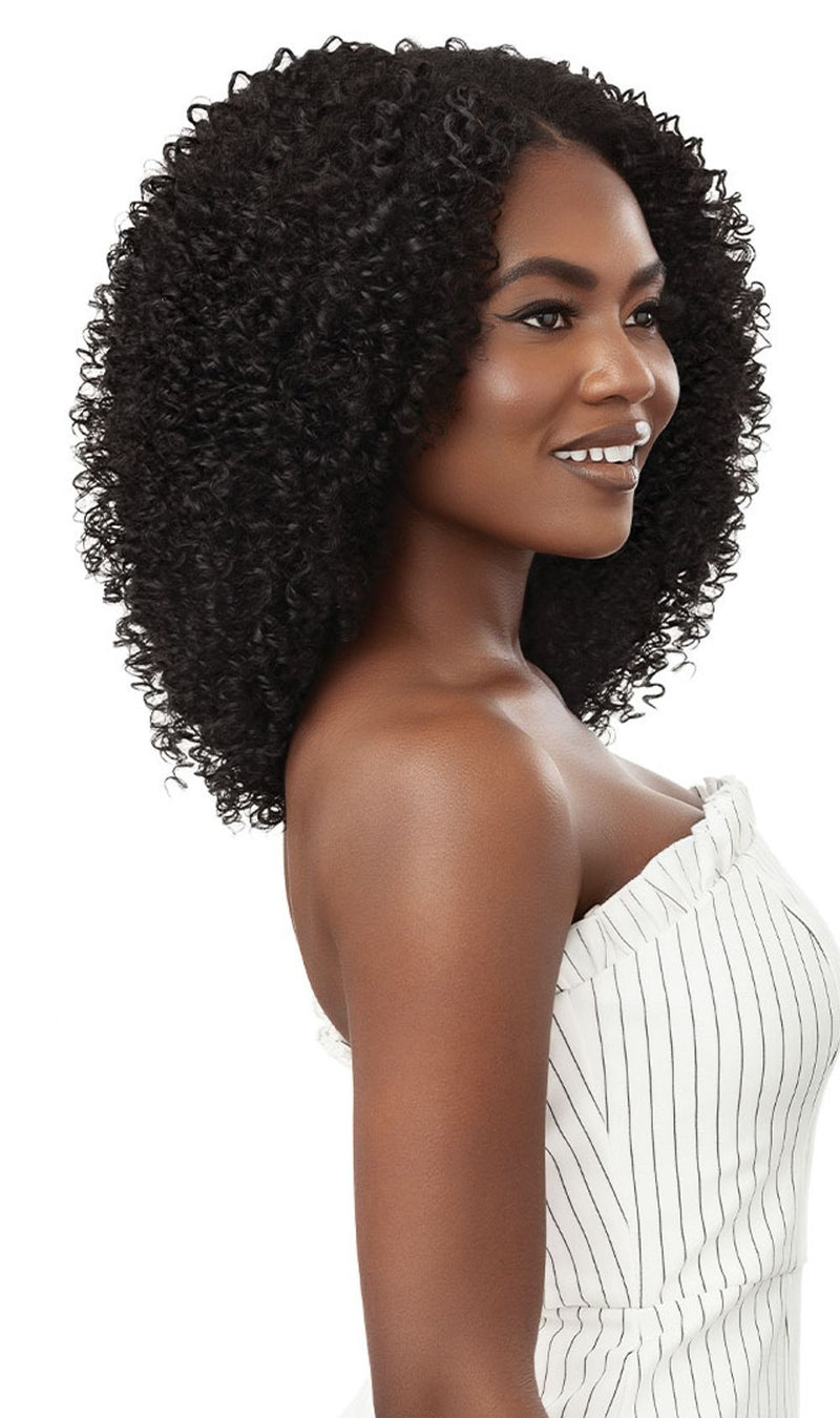 Outre Big Beautiful Hair Human Blend Leave Out U Part Wig Afro Curls 16" - Elevate Styles