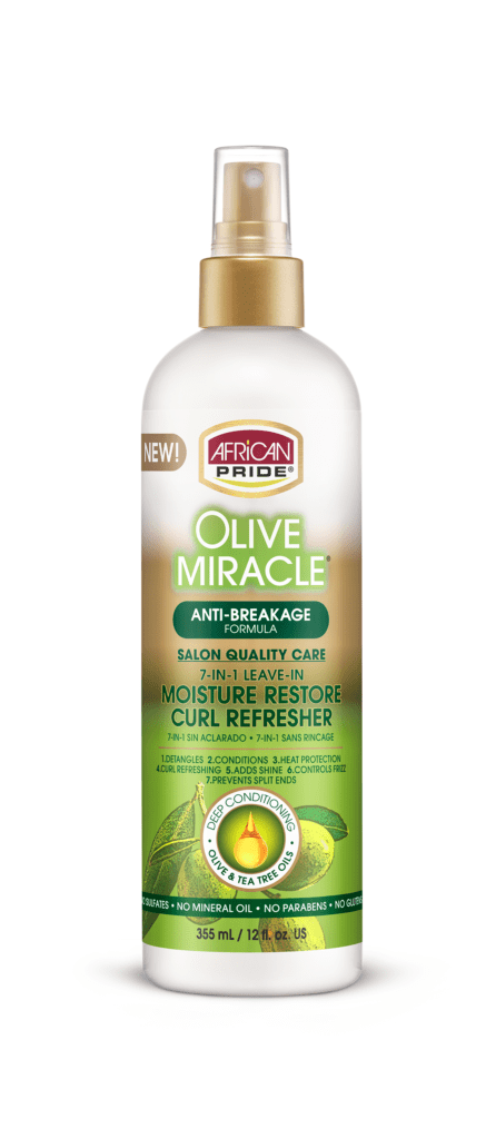 African Pride Olive Miracle Anti-Breakage Formula Moisture Restore Curl Refresher 12 Oz - Elevate Styles