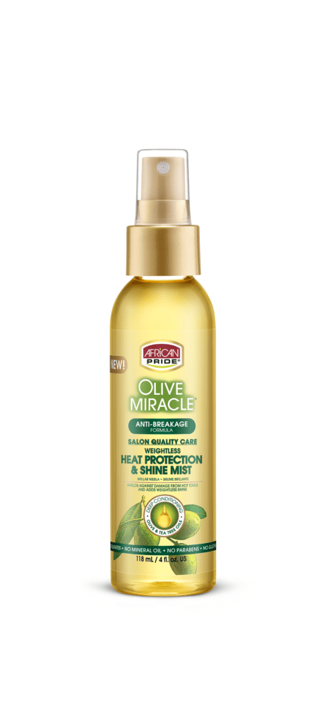 African Pride Olive Miracle Anti-Breakage Formula Heat Protection & Shine Mist 4 Oz - Elevate Styles