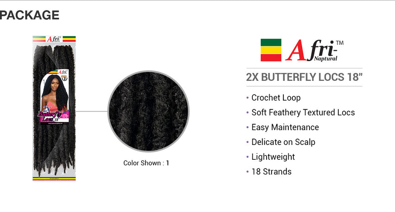 Mane Concept Crochet Braids Afri Natural 2X Butterfly Locs 18" LOC205 - Elevate Styles