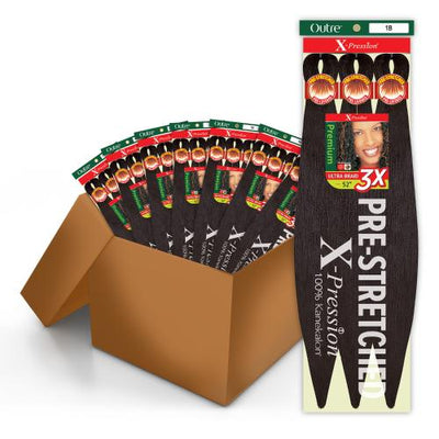 BOX DEAL Outre Synthetic Hair Braids X-Pression Kanekalon 3X Pre Stretched Braid 52" (55 packs/box) - Elevate Styles
