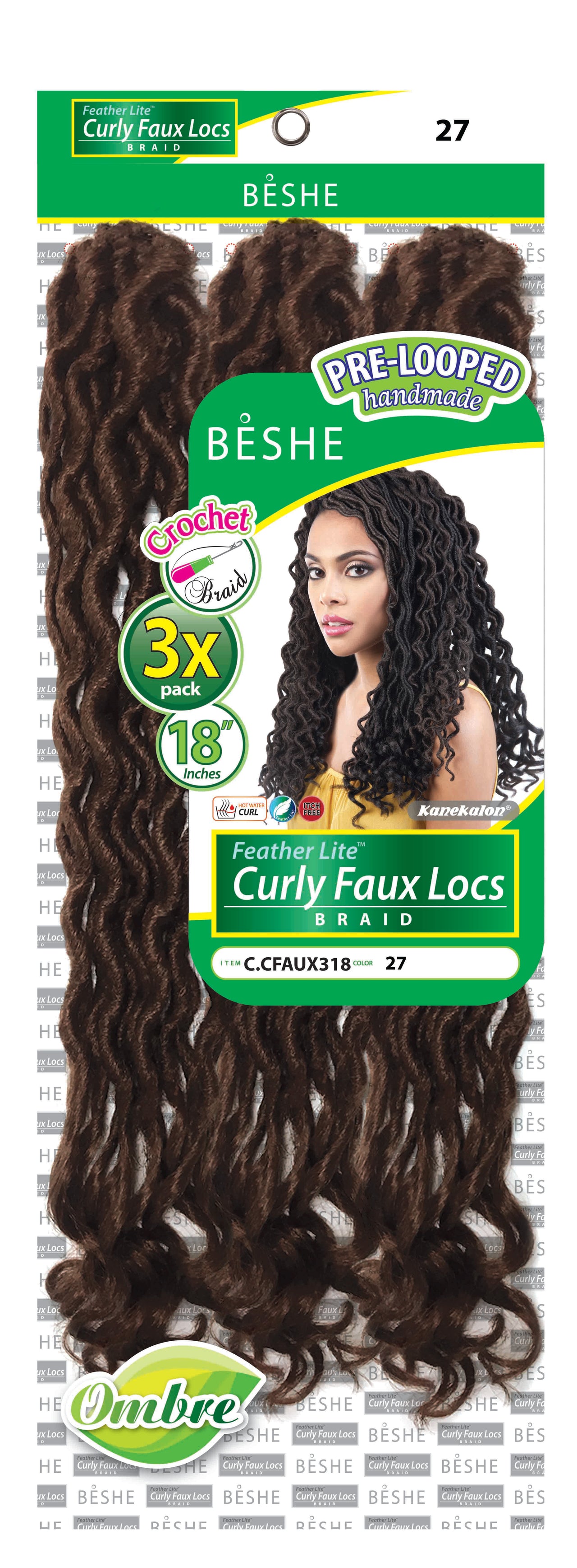 Beshe Crochet Braid Feather Lite Curly Faux Loc 3x Pack 18" C.CFAUX318 - Elevate Styles