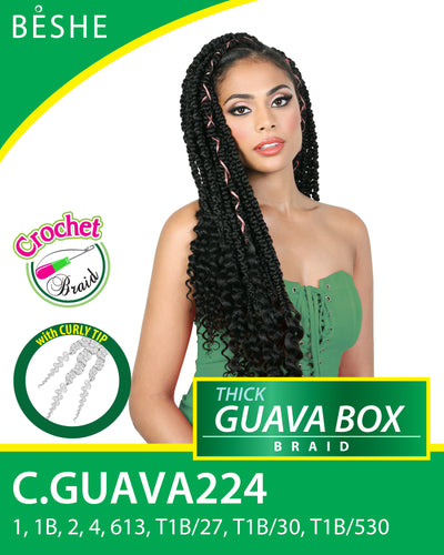 Beshe Pre-Looped Crochet Braid 2x Pack Thick Guava Box Braid 24" C.GUAVA224 - Elevate Styles
