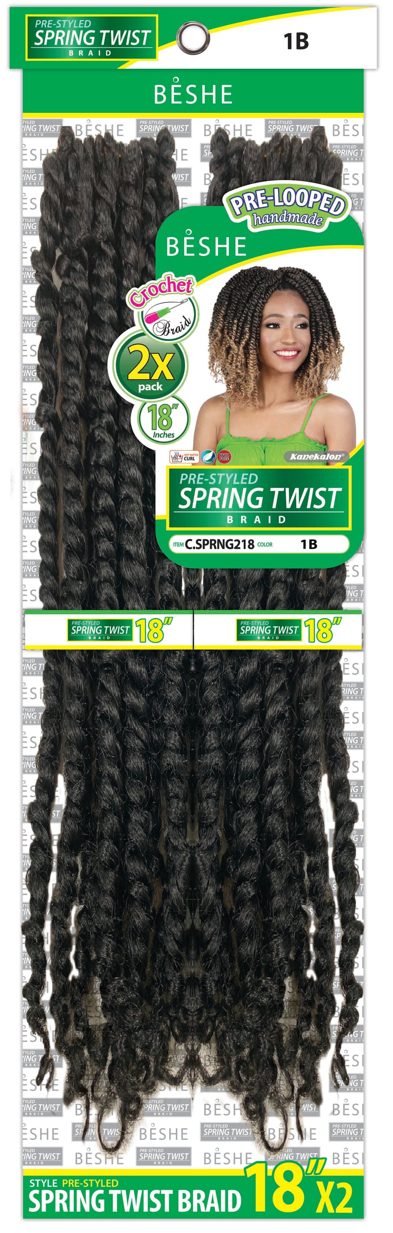 Beshe Crochet 2x Pre-Looped 18" SPRING TWIST Braid C.SPRING 218 - Elevate Styles