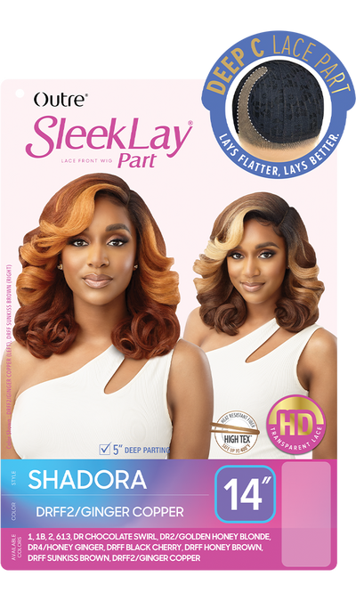 Outre Synthetic Sleek Lay Part Deep C Lace HD Transparent Lace Front Wig Shadora 14" - Elevate Styles

