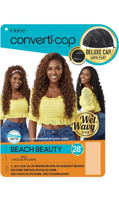 Outre Converti-Cap Deluxe Cap Wig Crimp Wave Beach Beauty - Elevate Styles
