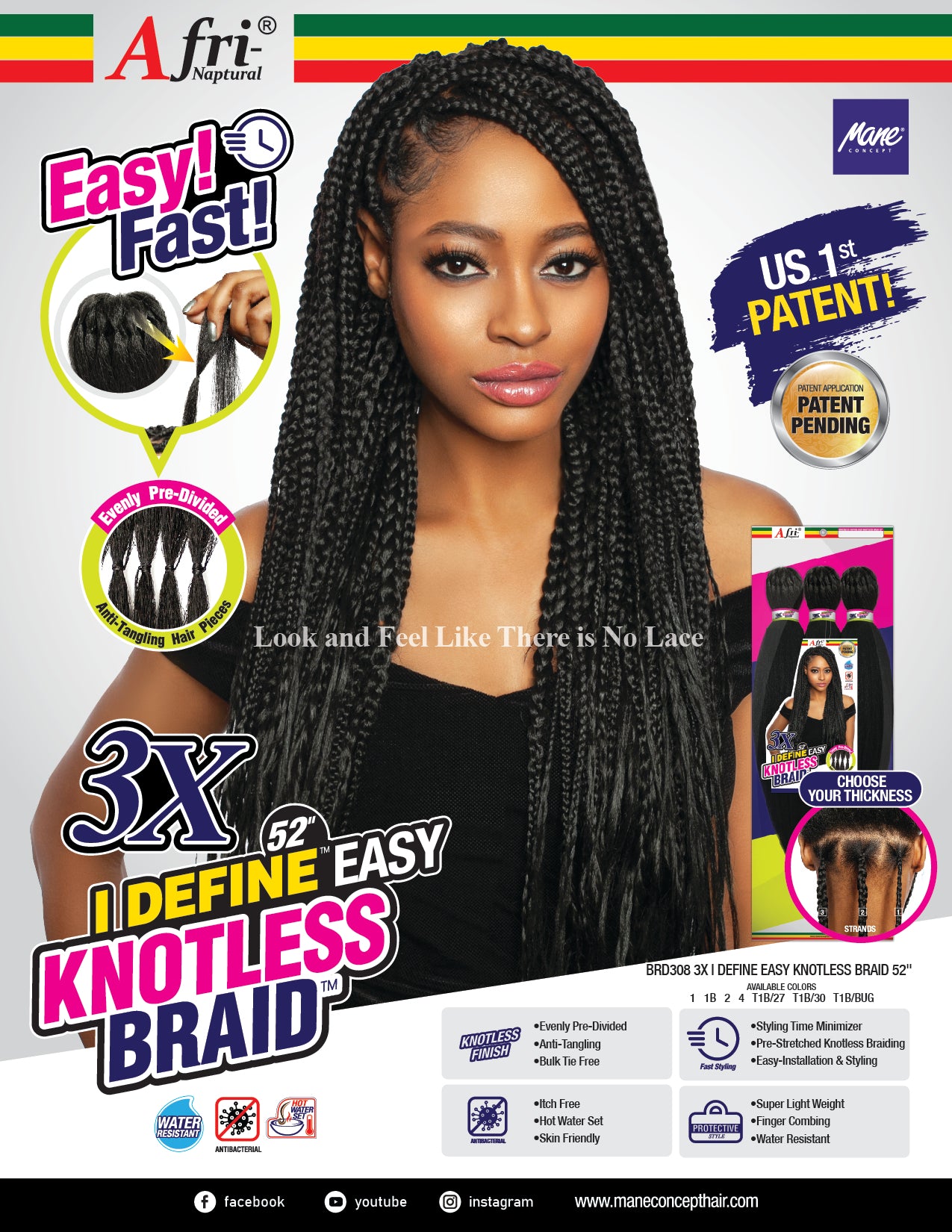 Mane Definition Mane Concept Afri Naptural 3x I Define Easy Knotless Pre-Stretched ...