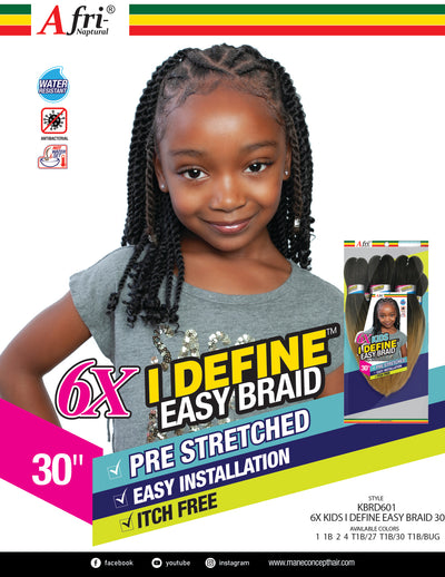 Mane Concept Kids Afri Naptural 6x I Define Easy Pre-Stretched Braid 30" KBRD601 - Elevate Styles
