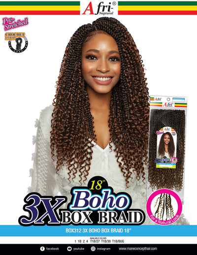 Mane Concept Afri Naptural Crochet Braid 3x Boho Box Braid 18" BOX312 - Elevate Styles