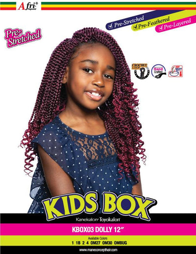 Afri Naptural Synthetic Kids Crochet Braid Kids Box Dolly 12" KBOX03 - Elevate Styles
