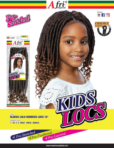 Afri Naptural Synthetic Kids Crochet Braid Kids Locs Lulu Goddess Locs 10" KLOC02 - Elevate Styles
