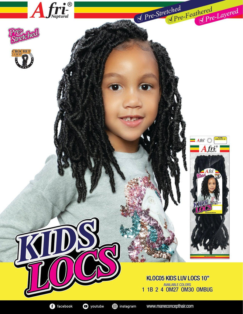 Afri Naptural Synthetic Kids Crochet Braid Kids Locs Luv Locs 10" KLOC05 - Elevate Styles