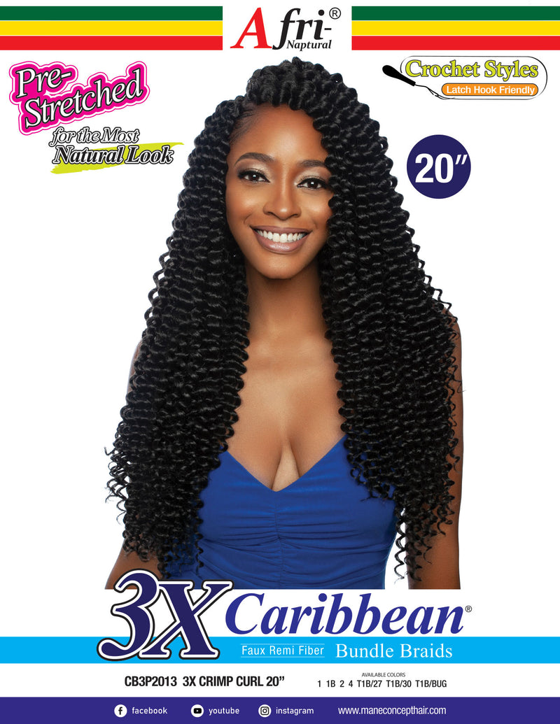 Mane Concept Afri Naptural Caribbean Crochet Braid 3x Crimp Curl 20" CB3P2013 - Elevate Styles