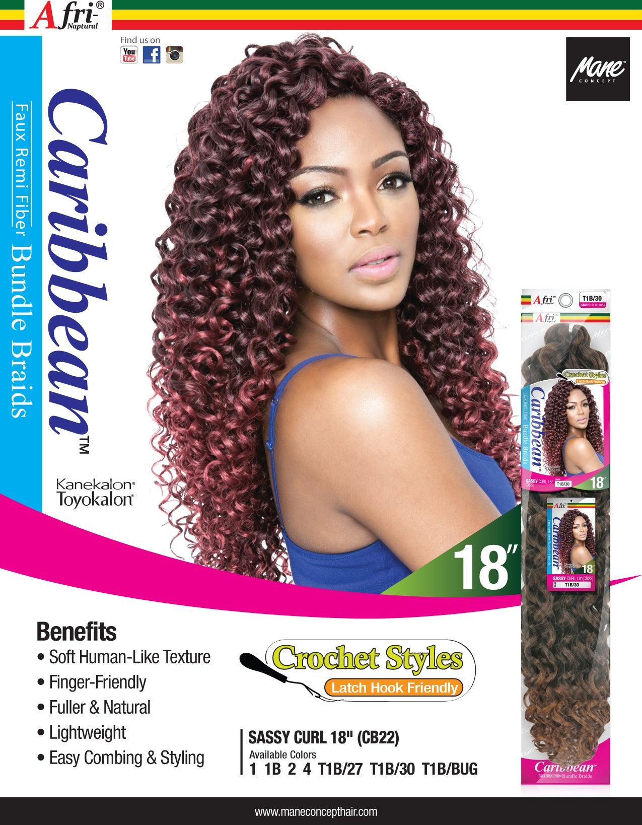 Afri Naptural Mane Concept Caribbean Bundle Crochet Braid Sassy Curl 18" CB22 - Elevate Styles